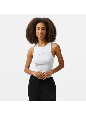 Karl Kani Small Signature Racer Rib Kadın Beyaz Kolsuz T-Shirt