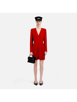 The Kooples Kırmızı Puantiyeli V Yaka Kırmızı Elbise
