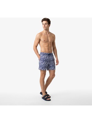 Nautica Erkek Lacivert Regular Fit Desenli Deniz Şortu