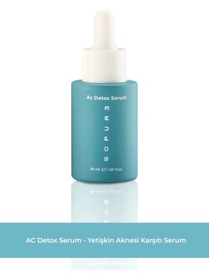 Sopure AC Detox Serum- Sivilce Karşıtı, Azelaik Asit ve Niasinamid İçeren Yetişkin Aknesi ve Gözenek Arındırıcı Retinol Serum-30 ML