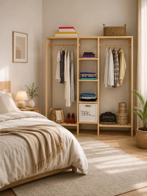 Brk Design Ahşap Gardırop 150X140X30 Indigo