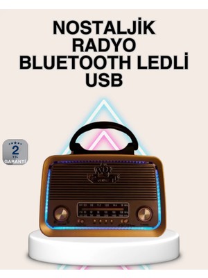 Ronanna Ahşap Nostaljik Radyo Bluetooth USB Sd Kart Destekli