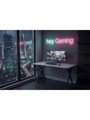 Vivense Gaming Oyuncu Masası, Beyaz Siyah, 120 cm