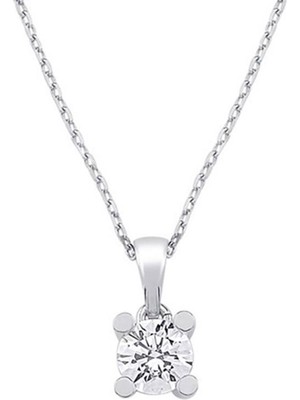 İryum 0.15ct Karat H-I VS Pırlanta Yuvarlak Tırnak Tektaş Kolye