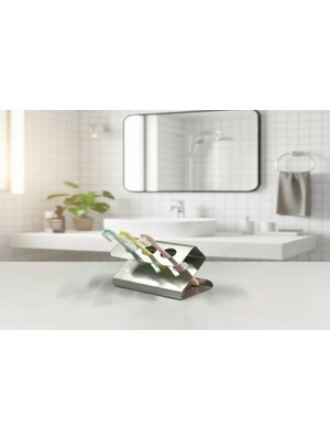 Vivense Paslanmaz Çelik Modern Diş Fırçalık, Gümüş Gri, 1010 cm