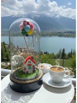Miniyumy Dekoratif Led'li Fanuslu Balonlu Ev