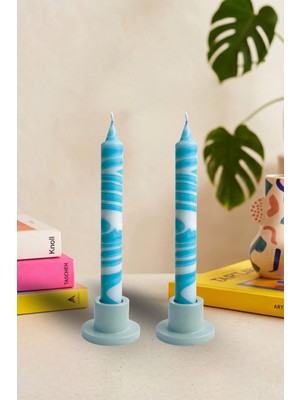 Kyphi Natural 2 Adet El Yapımı Ebru Şamdan Mumu | Dekoratif Blok Candle | 20 cm 8 Saat Yanma | Hediye