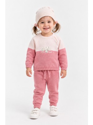 Çocuk Teddy Bear Detay Kazak Pantolon Bere Triko Kışlık Takım 22113