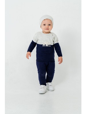 Çocuk Teddy Bear Detay Kazak Pantolon Bere Triko Kışlık Takım 22113