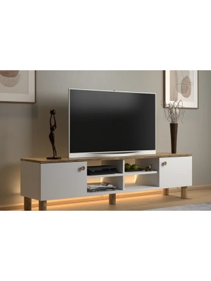 Vivense Nora Bohem Ledli Tv Ünitesi, 2 Kapaklı 4 Raflı, 150 cm