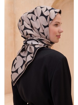 Belli Twill Ipek Eşarp Vizon, Siyah