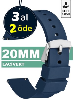 Trendburada 20mm Fossil-Welder-Wesse-Casio-Armani-Omega-Seiko-Tissot Saat Uyumlu Silikon Saat Kordonu Kayışı MR2
