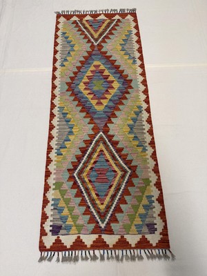 Afgan Halı El Dokuma Afgan Kilim Çift Taraf Kullanım Kök Boya Yolluk 66 x 171 cm