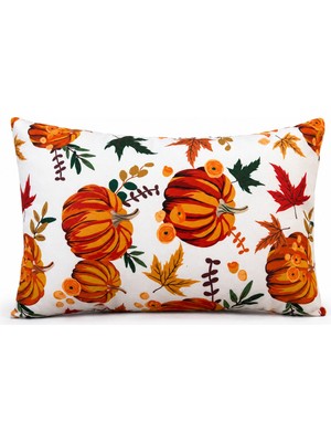 NB Tex Balkabağı Desenli Dikdörtgen Çift Taraf Dijital Baskı Dekoratif Kırlent Yastık 50X30 cm