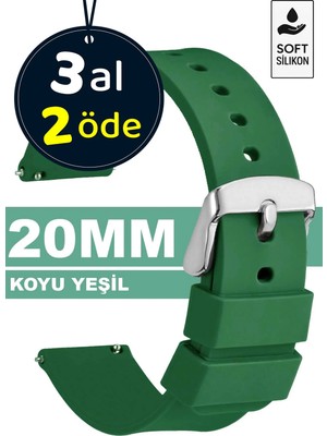 Trendburada 20mm Fossil-Welder-Wesse-Casio-Armani-Omega-Seiko-Tissot Saat Uyumlu Silikon Saat Kordonu Kayışı MR2