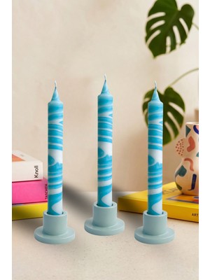 Kyphi Natural 3 Adet El Yapımı Ebru Şamdan Mumu | Dekoratif Blok Candle | 20 cm 8 Saat Yanma | Hediye