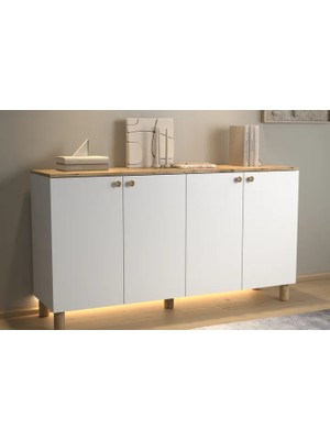 Vivense Nora Bohem Ledli Konsol, 4 Kapaklı, 160 cm