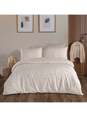 Karden Flower Dream Cotton Orbit Bej %100 Pamuk Poplin Çift Kişilik Nevresim Takımı