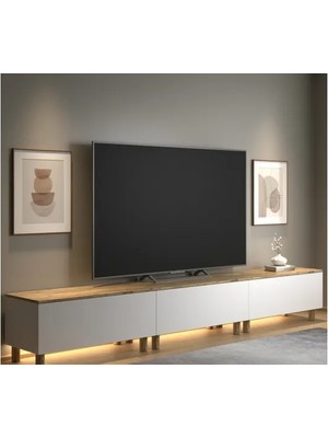 Vivense Nora Bohem Ledli Tv Ünitesi, 3 Kapaklı, 300 cm