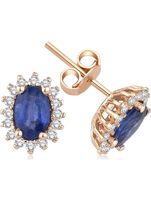 İryum 14 Ayar Altın 1.13 Karat Safir 0.23 Karat Pırlanta Küpe
