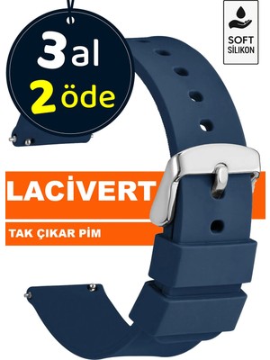 Trendburada 18MM-20MM-22MM-24MM Lacivert Renk Soft Silikon Saat Kordonu Kayışı A72 LACIVERT