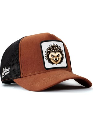 BlackBörk Kirpi Logolu Camel-Siyah Trucker Şapka