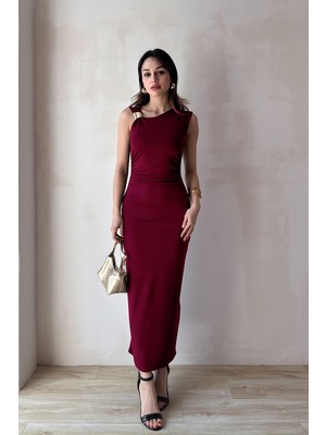 Alfudo Moda Collection Lavender Tokalı Maxi Elbise