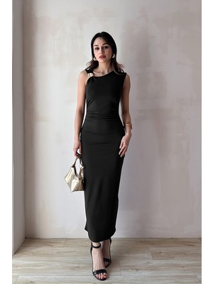 Alfudo Moda Collection Lavender Tokalı Maxi Elbise