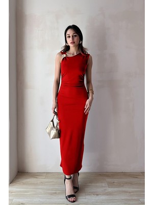 Alfudo Moda Collection Lavender Tokalı Maxi Elbise