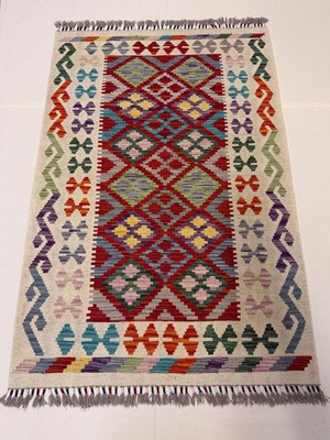 Afgan Halı El Dokuma Afgan Kilim Çift Taraf Kullanım Kök Boya 98 x 147 cm