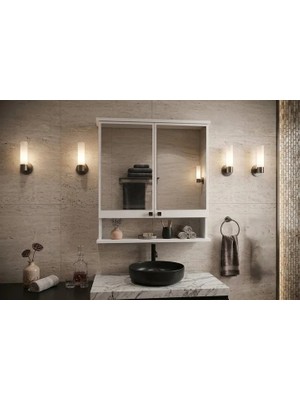 Vivense Ruda Raflı Aynalı Banyo Dolabı, Beyaz