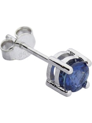 İryum 14 Ayar Altın 0.64 Karart Safir Tektaş Tek Küpe (Çift Değildir)