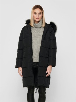 Only Onlmonıca Kapüşonlu Cepli Uzun Şişme Mont Kadın Mont 15205637