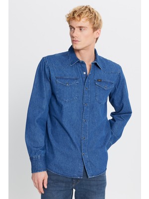 Lee Regular Fit Mavi Erkek Denim Gömlek ML241513927 Mavi Denim Gömlek