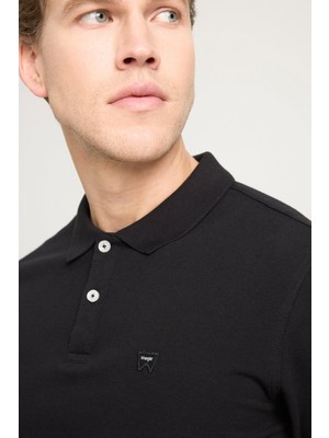 Wrangler Kısa Kollu Polo T-shirt Siyah Erkek Kısa Kol T-Shirt