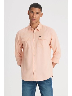 Regular Fit Normal Kesim %100 Pamuk Açık Pembe Gömlek
