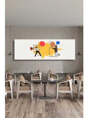 Şehber Panoramik Yatay Kanvas Tablo Tekli Ev Kafe Ofis Pazarlama Kurumsal Hedefler Modern Kolaj 2389