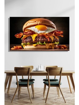 Şehber Yatay Kanvas Tablo Tekli Lokanta Fast Food Kafe Restoran Mutfak Gourmet Breakfast Burger 2393