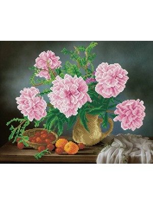 Liva Craft Elmas Mozaik Tablo Pembe Bahar Çiçekleri – 40 x 50 cm