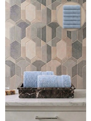 Seritaine 6'lı Işıl Premium El Havlusu 33X33CM - Açık Mavi %100 Pamuk - 600 Gr/m2