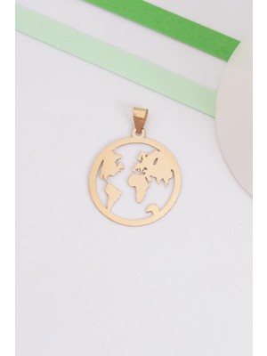 Bayar Gold 14 Ayar Altın Dünya Kolye Ucu 2 cm