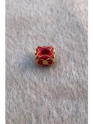 Bayar Gold Altın Bordo Yıldız Orta Boy Telkari Hülyam Boncuk