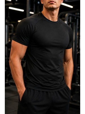 Ghassy Co. Erkek Compression Spor Tişört Slim Fit Hızlı Kuruyan Esnek Fitness Koşu Antrenman T-Shirt