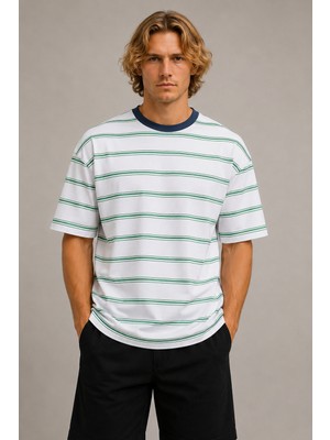 We&Me Oversize Boxy Fit Erkek T-Shirt – Kalın Pamuklu, Green Future Baskılı, Sokak Stili Premium Tişört