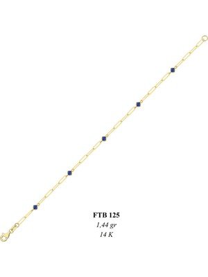 Bolek Jewellery 14  Ayar Altın  Mavi Taşlı  Bileklik