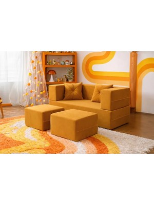 Vivense Loop Katlanır Çok Amaçlı Çift Kişilik Koltuk, Hardal