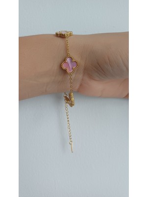 Saba Aksesuar Pembe Sedefli Yonca Bileklik