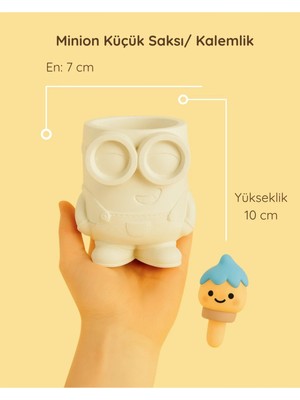 ColorBuddie Minion Küçük Saksı & Kalemlik – Boyamaya Hazır Seramik Obje