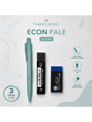 Danacı Kırtasiye Faber-Castell Econ Pale 0,7 Yeşil Versatil Kalem+0,7 Uç+Orta Boy Sınav Silgisi