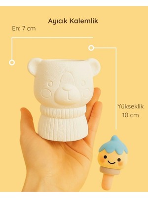 ColorBuddie Ayıcık Seramik Kalemlik | Boyanabilir El Yapımı Beton Tozu Obje